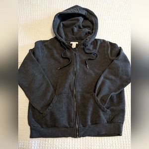Zip hoodie - fleece lined dark grey - size M